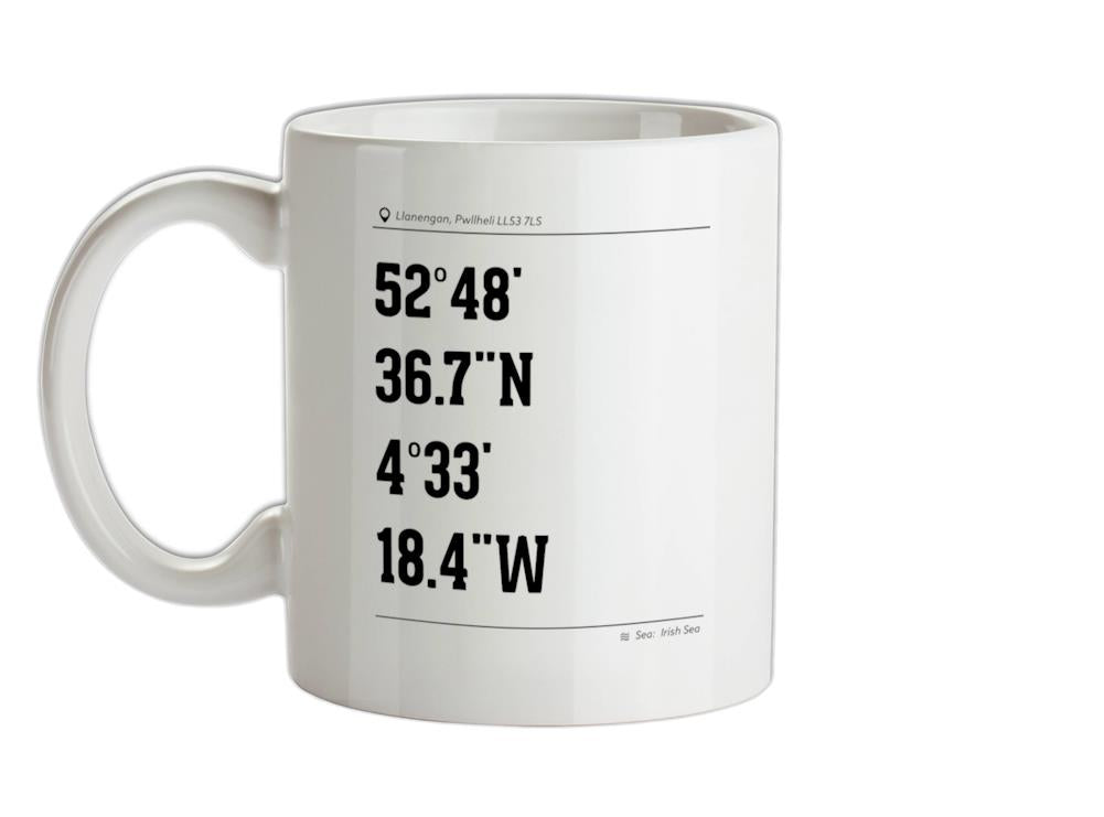 Surfing Coordinates Porthneigwl Ceramic Mug