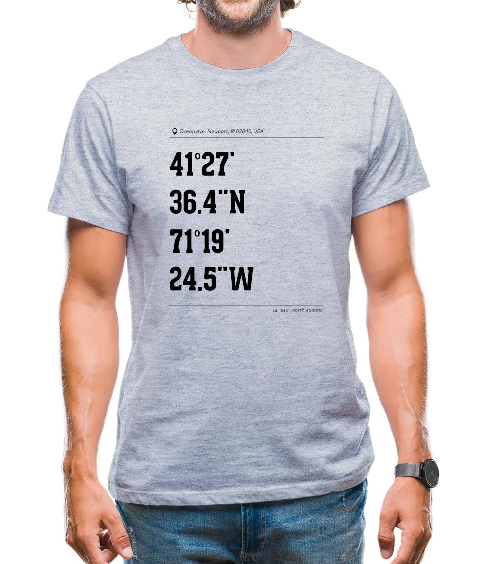 Surfing Coordinates Rugglesinnewport Mens T-Shirt