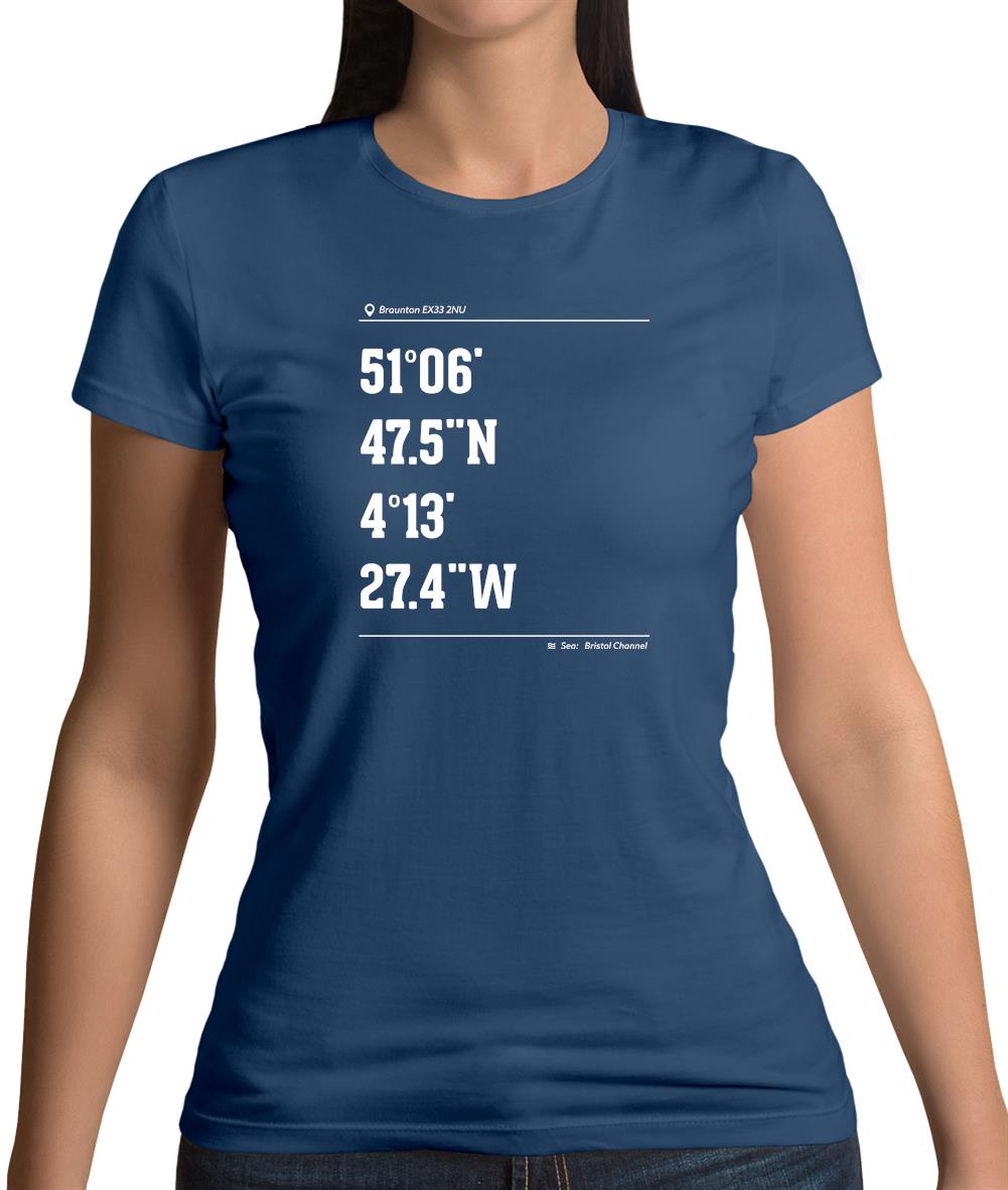 Surfing Coordinates Saunton Sands Womens T-Shirt