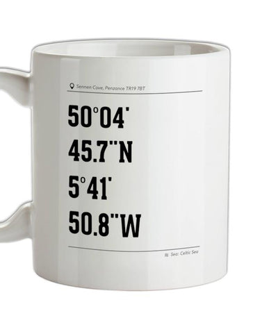 Surfing Coordinates Sennencove Ceramic Mug