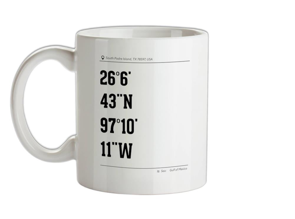 Surfing Coordinates Southpadre Island Ceramic Mug