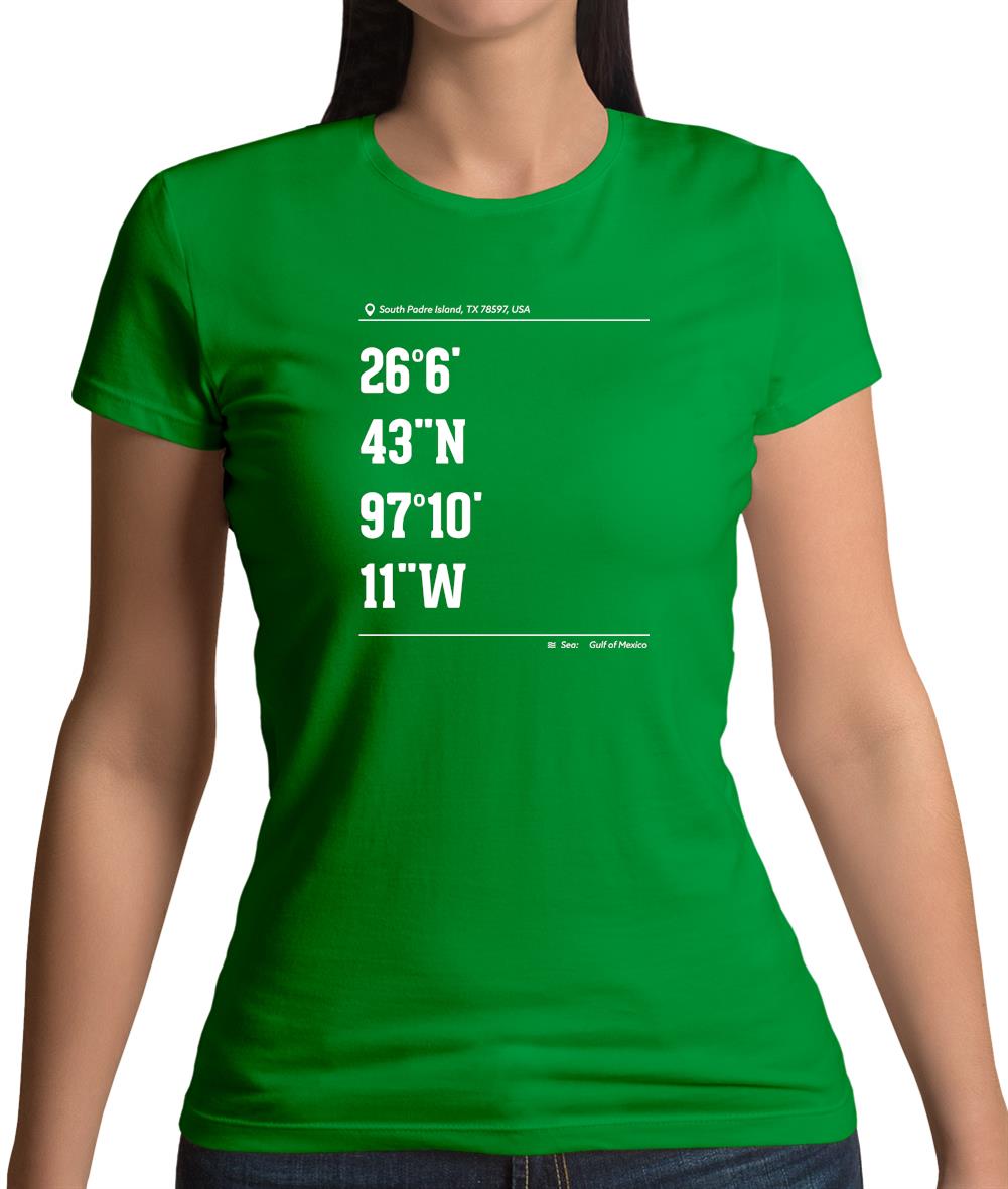 Surfing Coordinates Southpadre Island Womens T-Shirt