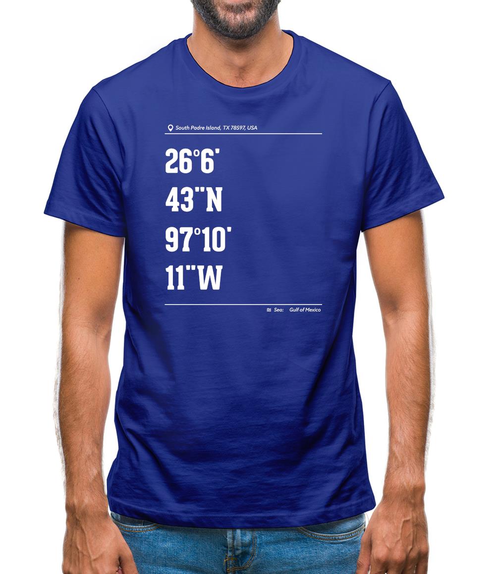 Surfing Coordinates Southpadre Island Mens T-Shirt