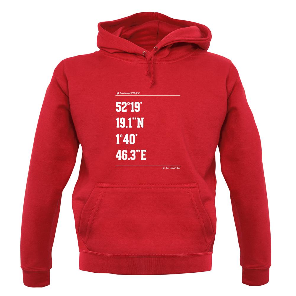 Surfing Coordinates Southwold unisex hoodie