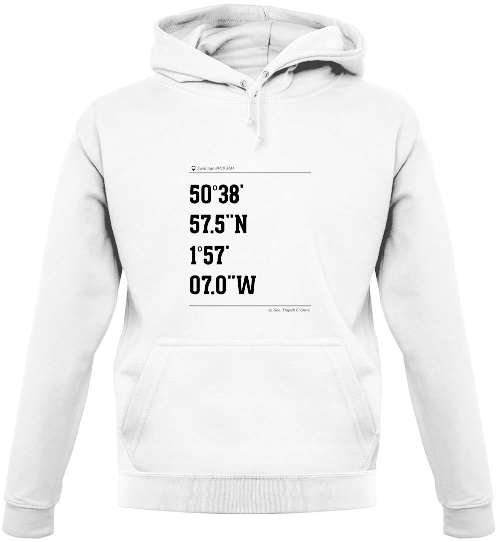 Surfing Coordinates Studland Bay Unisex Hoodie