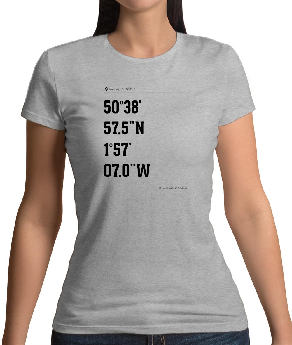 Surfing Coordinates Studland Bay Womens T-Shirt