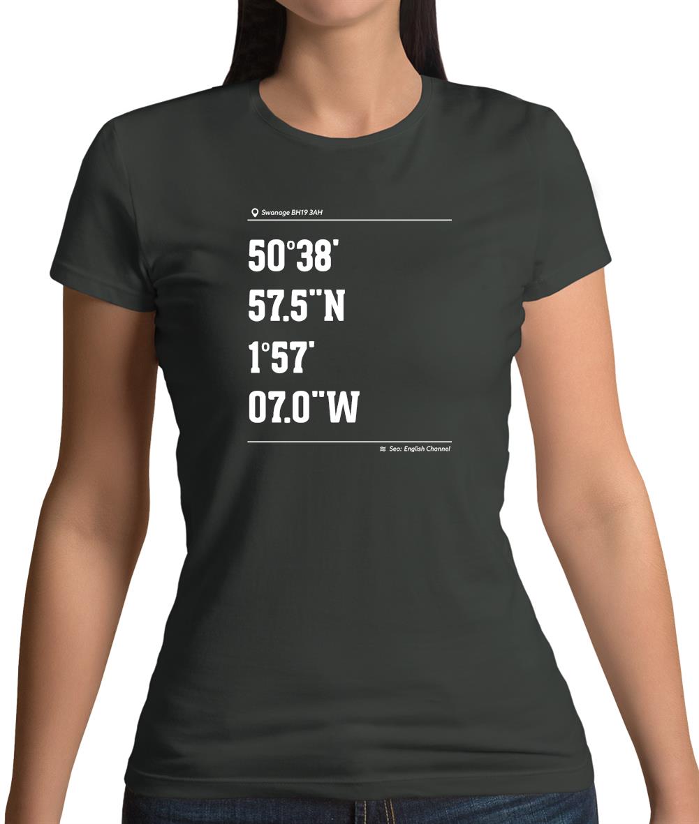 Surfing Coordinates Studland Bay Womens T-Shirt