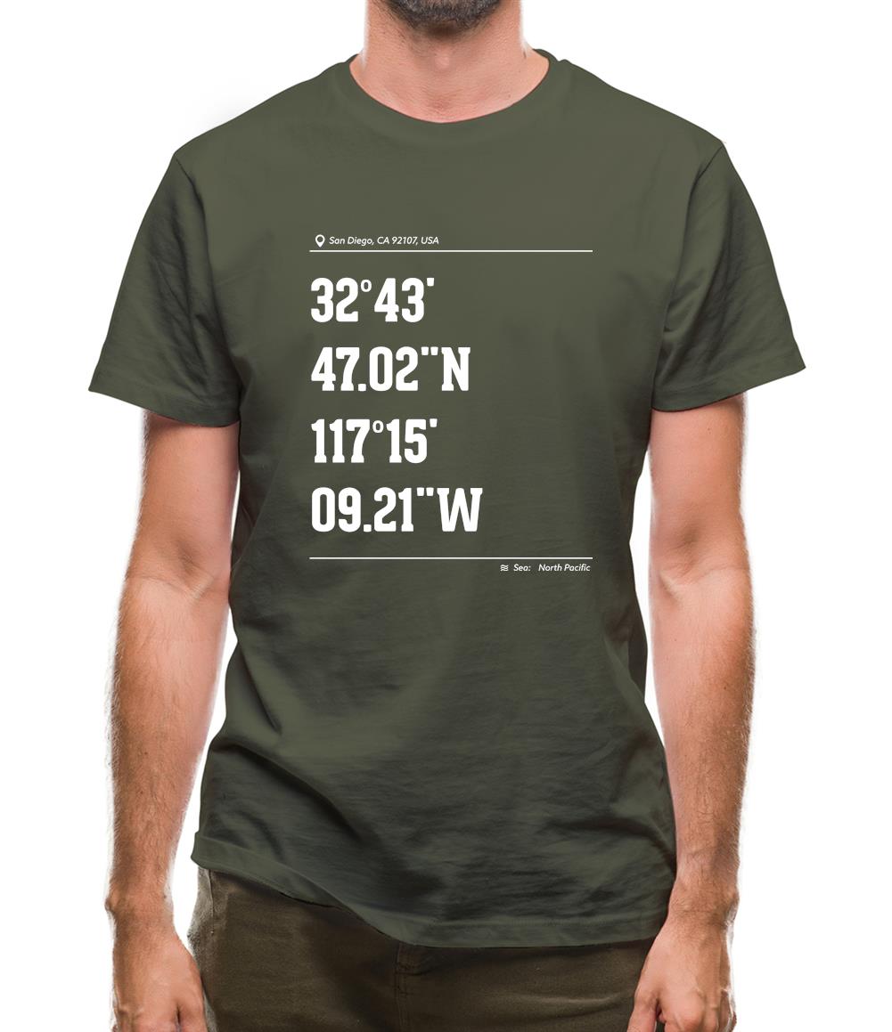 Surfing Coordinates Sunset Cliffs Mens T-Shirt