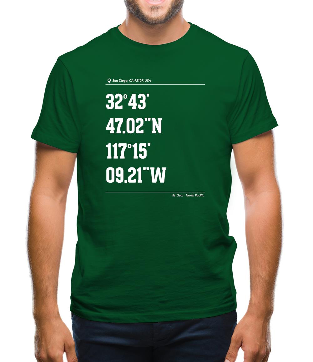 Surfing Coordinates Sunset Cliffs Mens T-Shirt