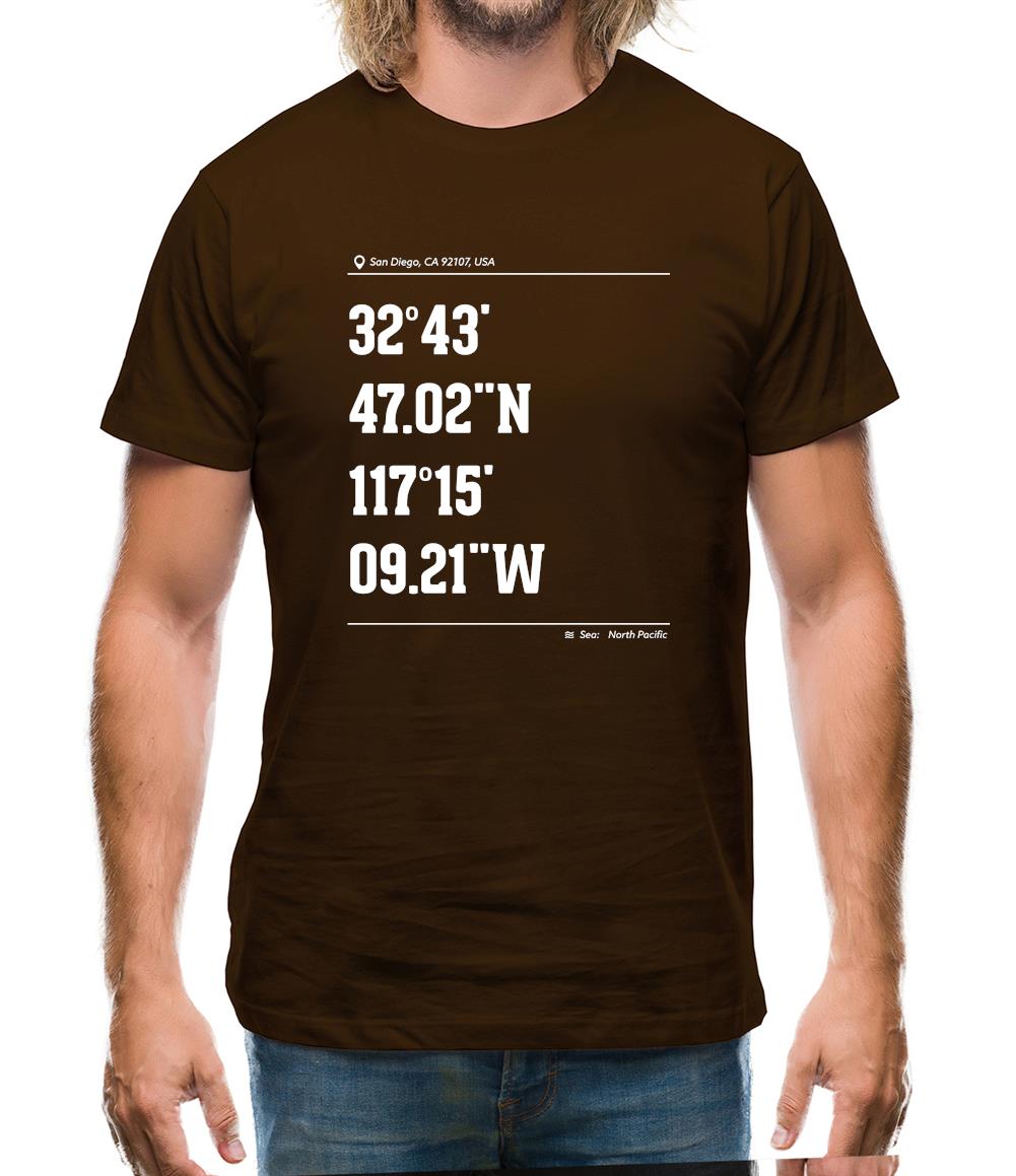Surfing Coordinates Sunset Cliffs Mens T-Shirt