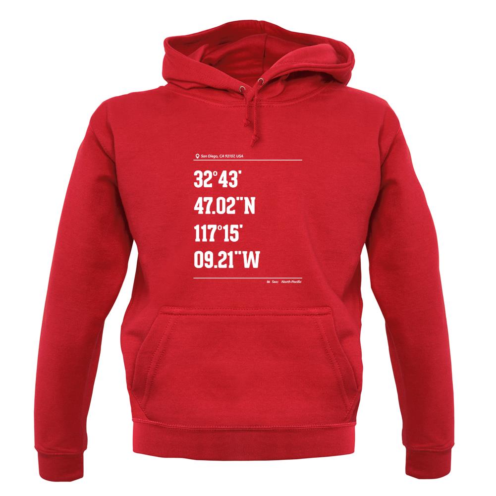 Surfing Coordinates Sunset Cliffs unisex hoodie