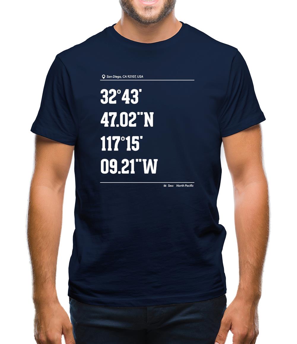 Surfing Coordinates Sunset Cliffs Mens T-Shirt