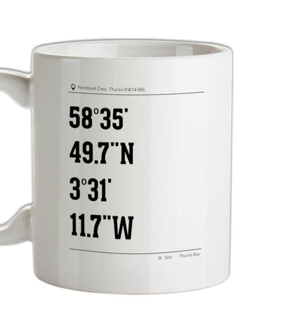 Surfing Coordinates Thurso East Ceramic Mug