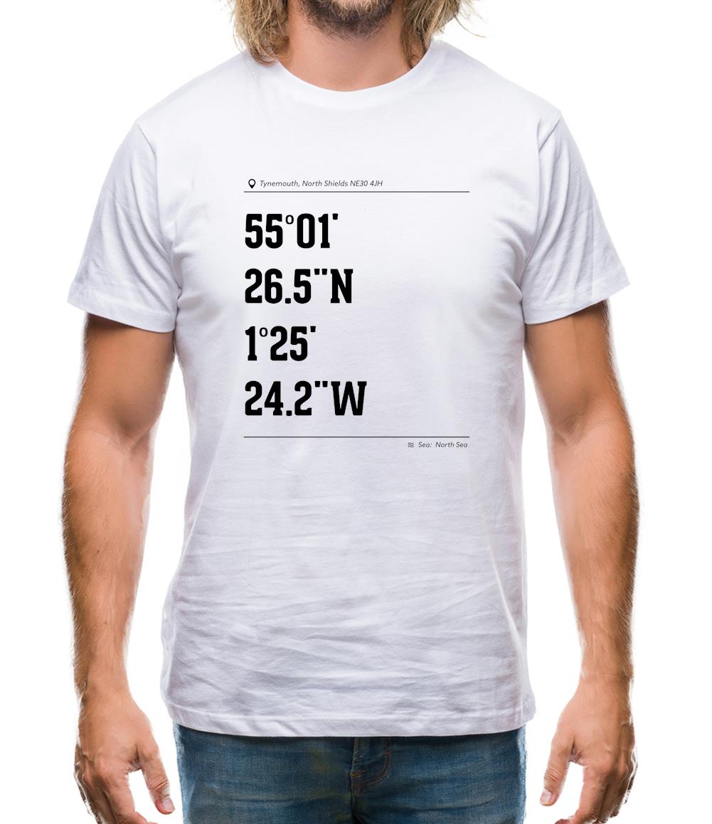 Surfing Coordinates Tynemouth Mens T-Shirt