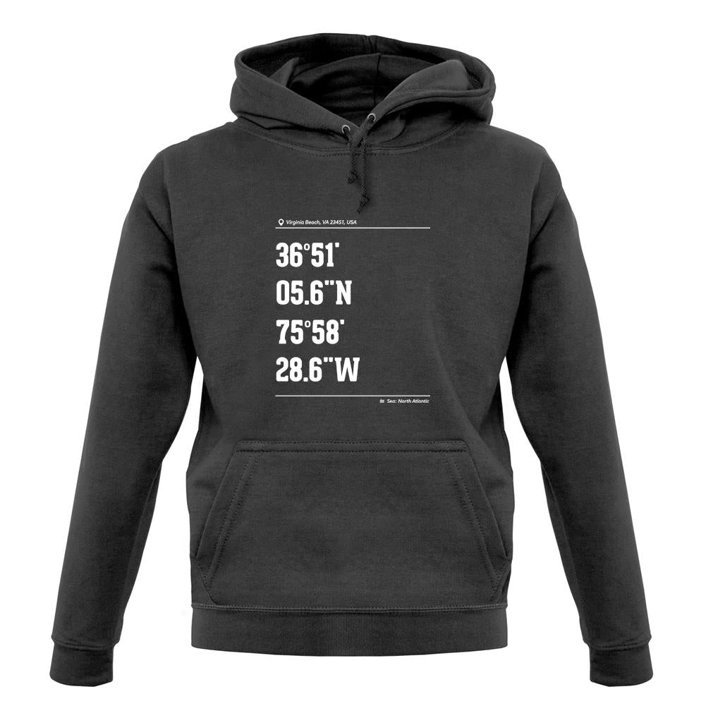 Surfing Coordinates Virginia Beach unisex hoodie