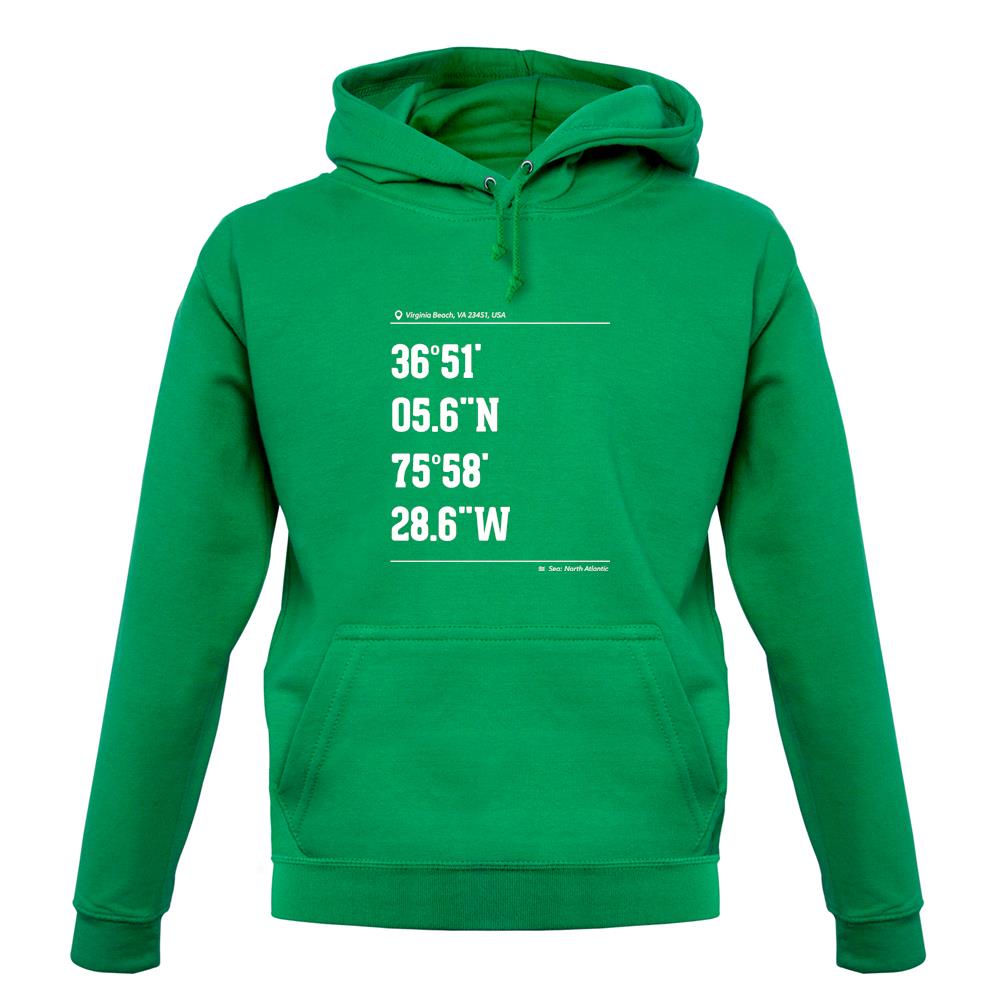 Surfing Coordinates Virginia Beach unisex hoodie