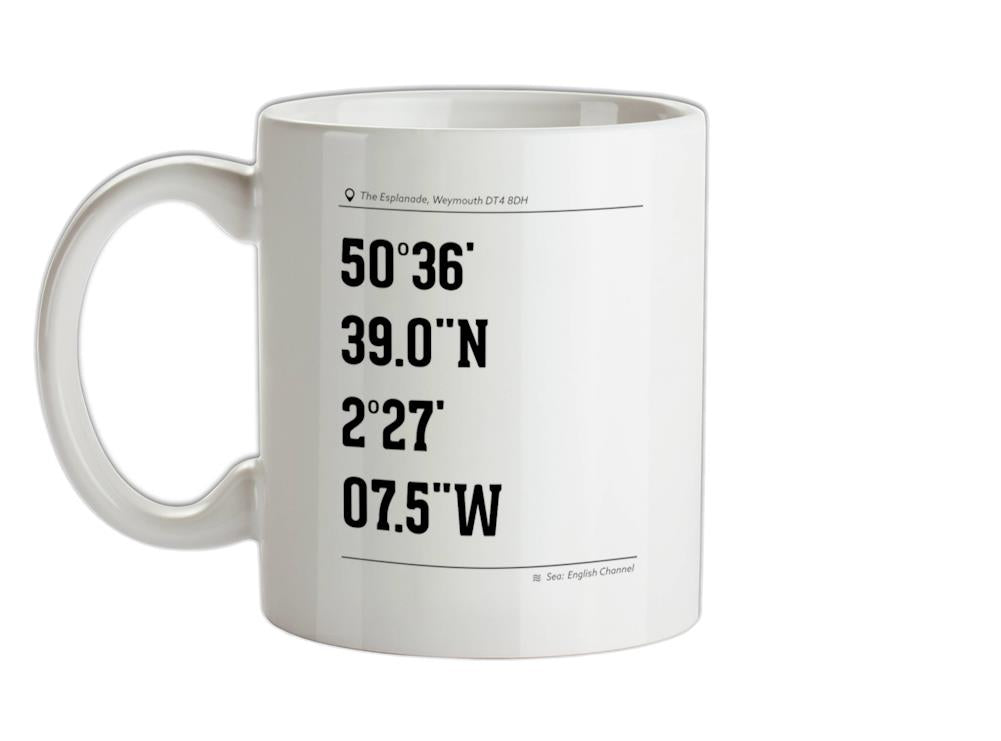 Surfing Coordinates Weymouth Ceramic Mug