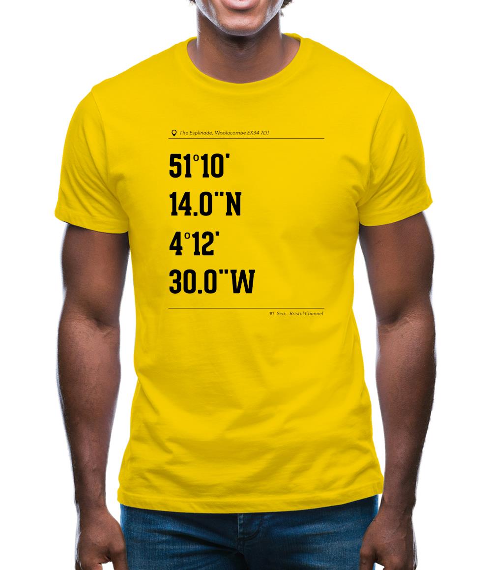 Surfing Coordinates Woolacombe Mens T-Shirt