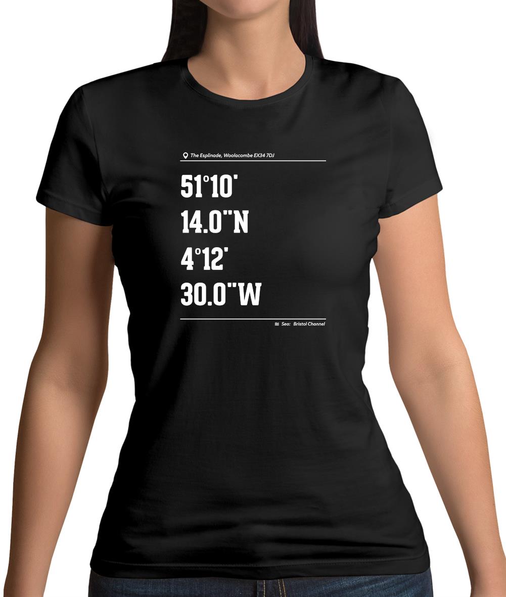 Surfing Coordinates Woolacombe Womens T-Shirt