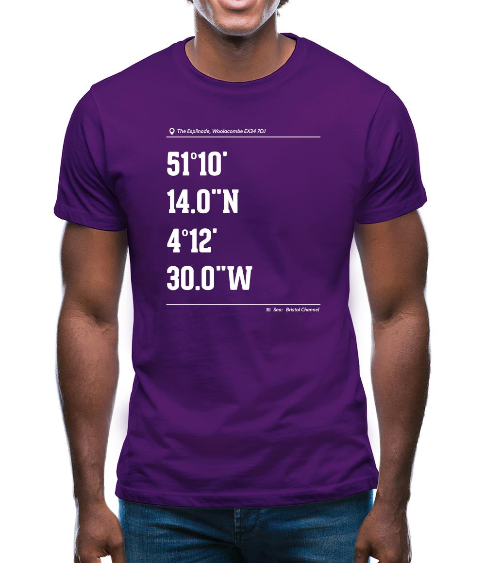 Surfing Coordinates Woolacombe Mens T-Shirt