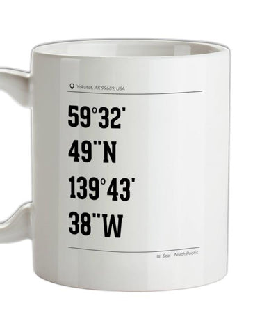 Surfing Coordinates Yakutat Ceramic Mug