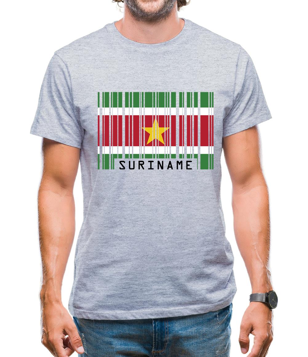 Suriname Barcode Style Flag Mens T-Shirt