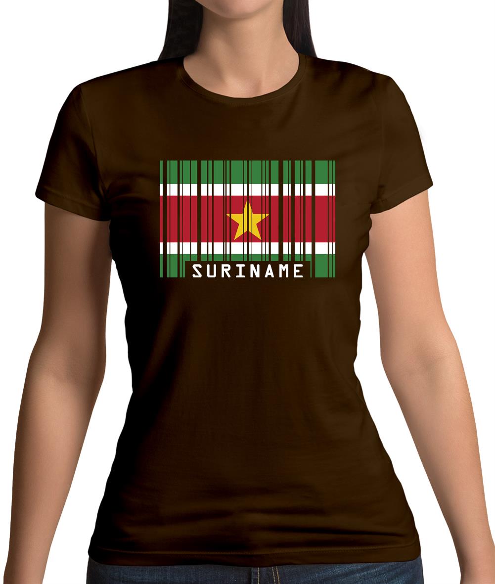 Suriname Barcode Style Flag Womens T-Shirt