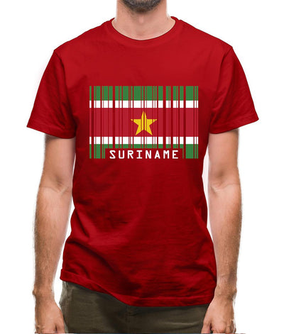 Suriname Barcode Style Flag Mens T-Shirt
