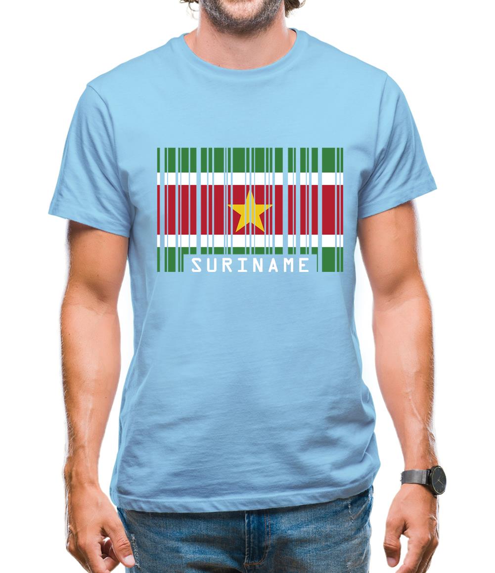 Suriname Barcode Style Flag Mens T-Shirt