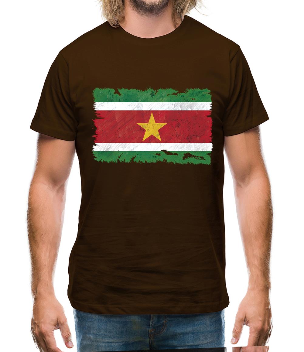 Suriname Grunge Style Flag Mens T-Shirt