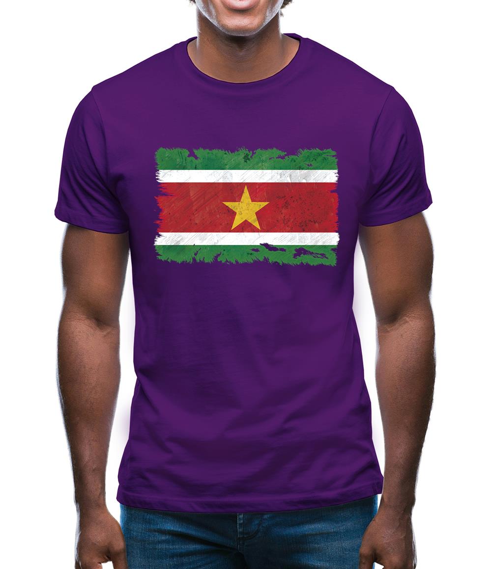 Suriname Grunge Style Flag Mens T-Shirt