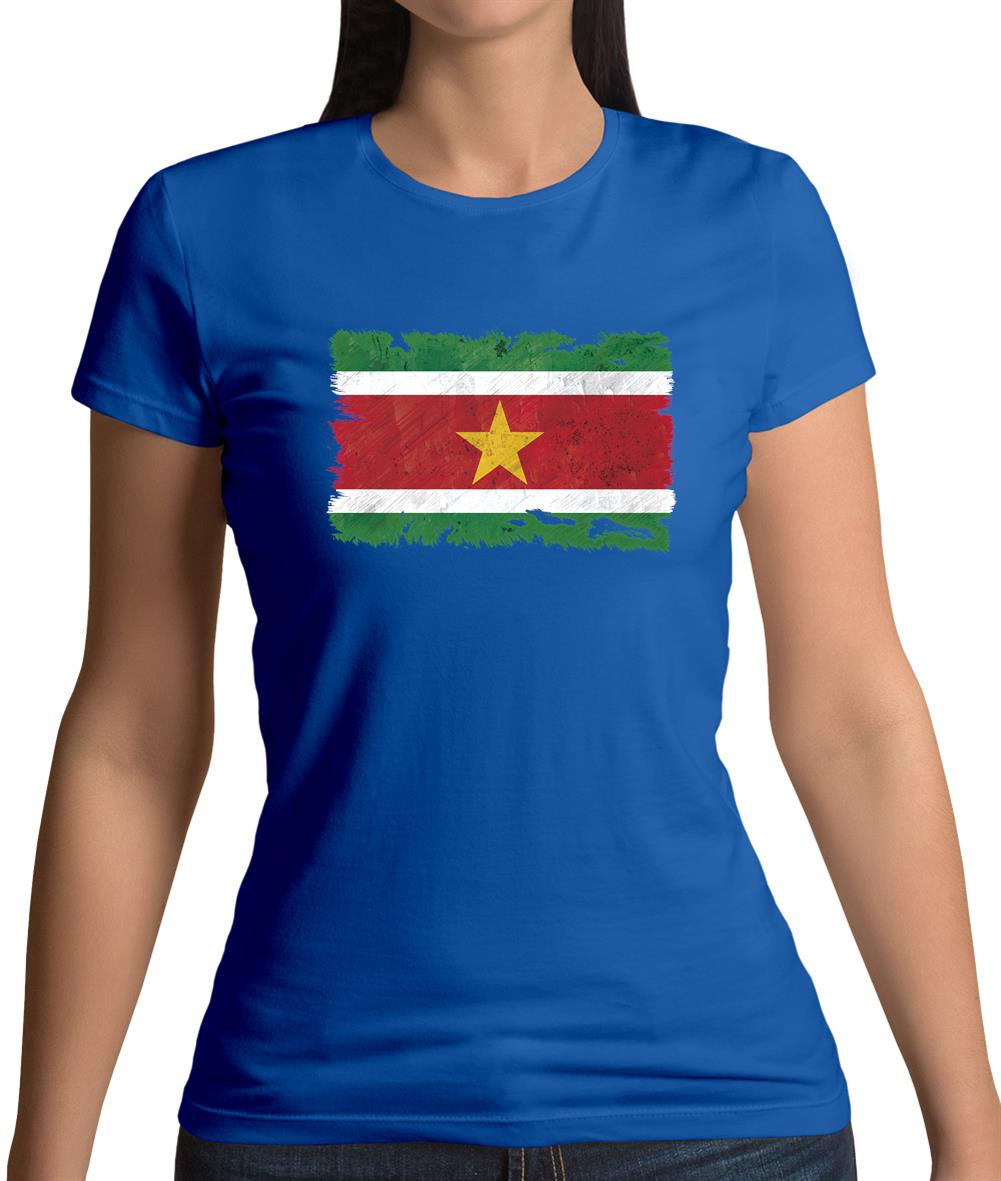 Suriname Grunge Style Flag Womens T-Shirt