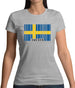 Sweden Barcode Style Flag Womens T-Shirt