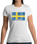 Sweden Barcode Style Flag Womens T-Shirt