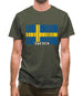 Sweden Barcode Style Flag Mens T-Shirt