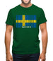 Sweden Barcode Style Flag Mens T-Shirt