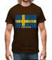 Sweden Barcode Style Flag Mens T-Shirt