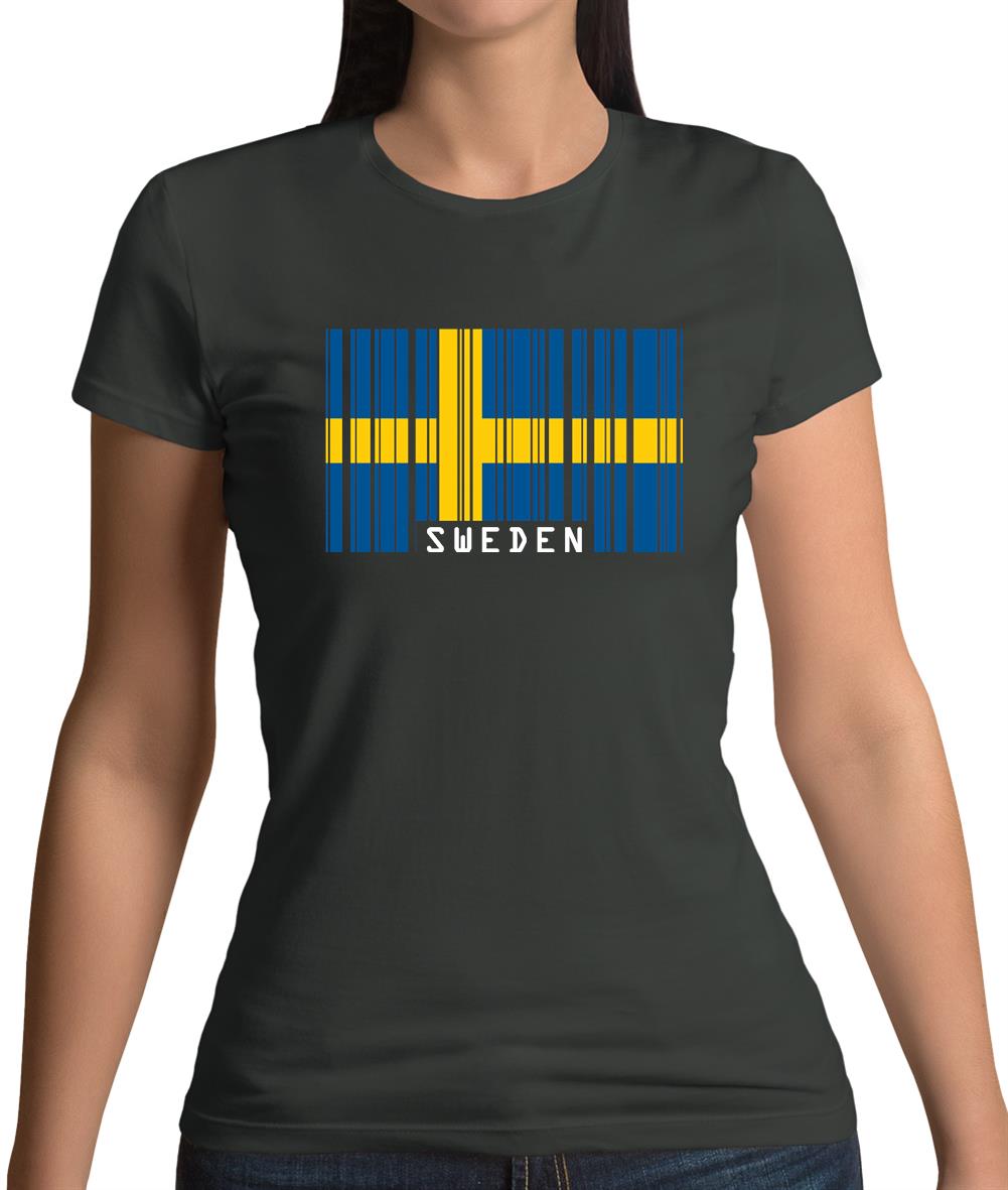 Sweden Barcode Style Flag Womens T-Shirt