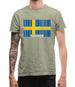 Sweden Barcode Style Flag Mens T-Shirt