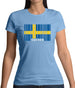 Sweden Barcode Style Flag Womens T-Shirt