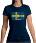 Sweden Barcode Style Flag Womens T-Shirt