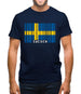 Sweden Barcode Style Flag Mens T-Shirt