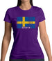 Sweden Barcode Style Flag Womens T-Shirt