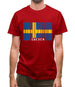 Sweden Barcode Style Flag Mens T-Shirt