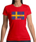 Sweden Barcode Style Flag Womens T-Shirt