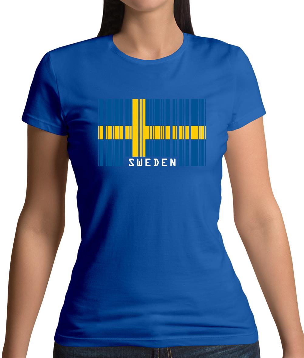 Sweden Barcode Style Flag Womens T-Shirt
