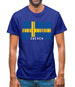 Sweden Barcode Style Flag Mens T-Shirt