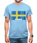 Sweden Barcode Style Flag Mens T-Shirt