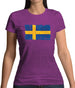 Sweden Grunge Style Flag Womens T-Shirt