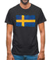 Sweden Grunge Style Flag Mens T-Shirt